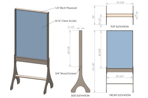 Mobile Sneeze Guard Clear Protective Barrier Full Height Floor Standing