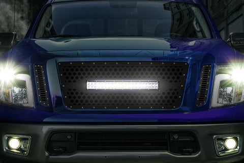 1 Piece Steel Grille for Nissan Titan 2016-2019 - Hex Light Bar