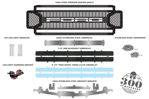 1 Piece LED X-Lite Steel Grille for Ford SuperDuty F250/F350 2017-2019