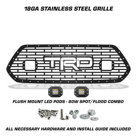 1 Piece Steel Grille for Toyota Tacoma 2016-2017 - TRD w/ LED Light Pods