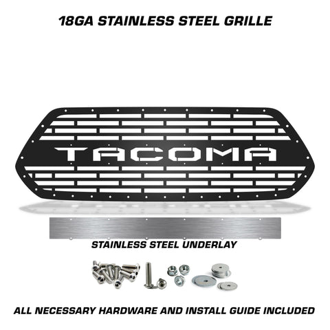 1 Piece Steel Grille for Toyota Tacoma 2016-2017 - TACOMA V2 w/ STAINLESS STEEL UNDERLAY