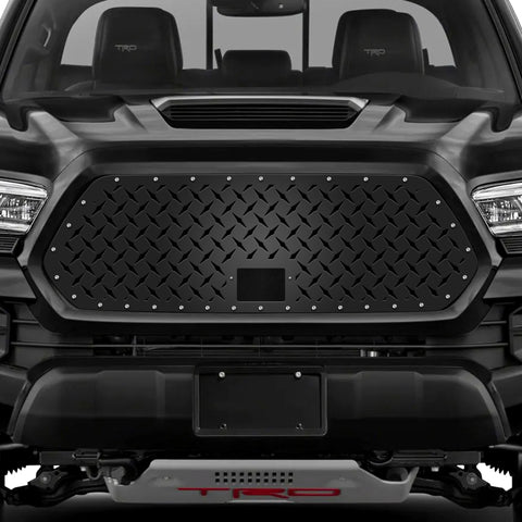 1 Piece Steel Pro Style Grille for Toyota Tacoma 2018-2023 - DIAMOND TREAD PLATE MESH