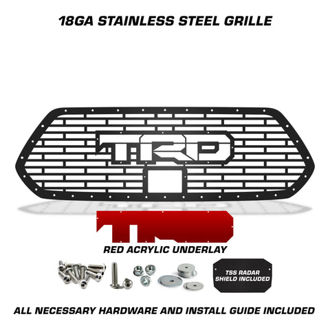 1 Piece Steel Pro Style Grille for Toyota Tacoma 2018-2023 - TRD w/ RED ACRYLIC UNDERLAY